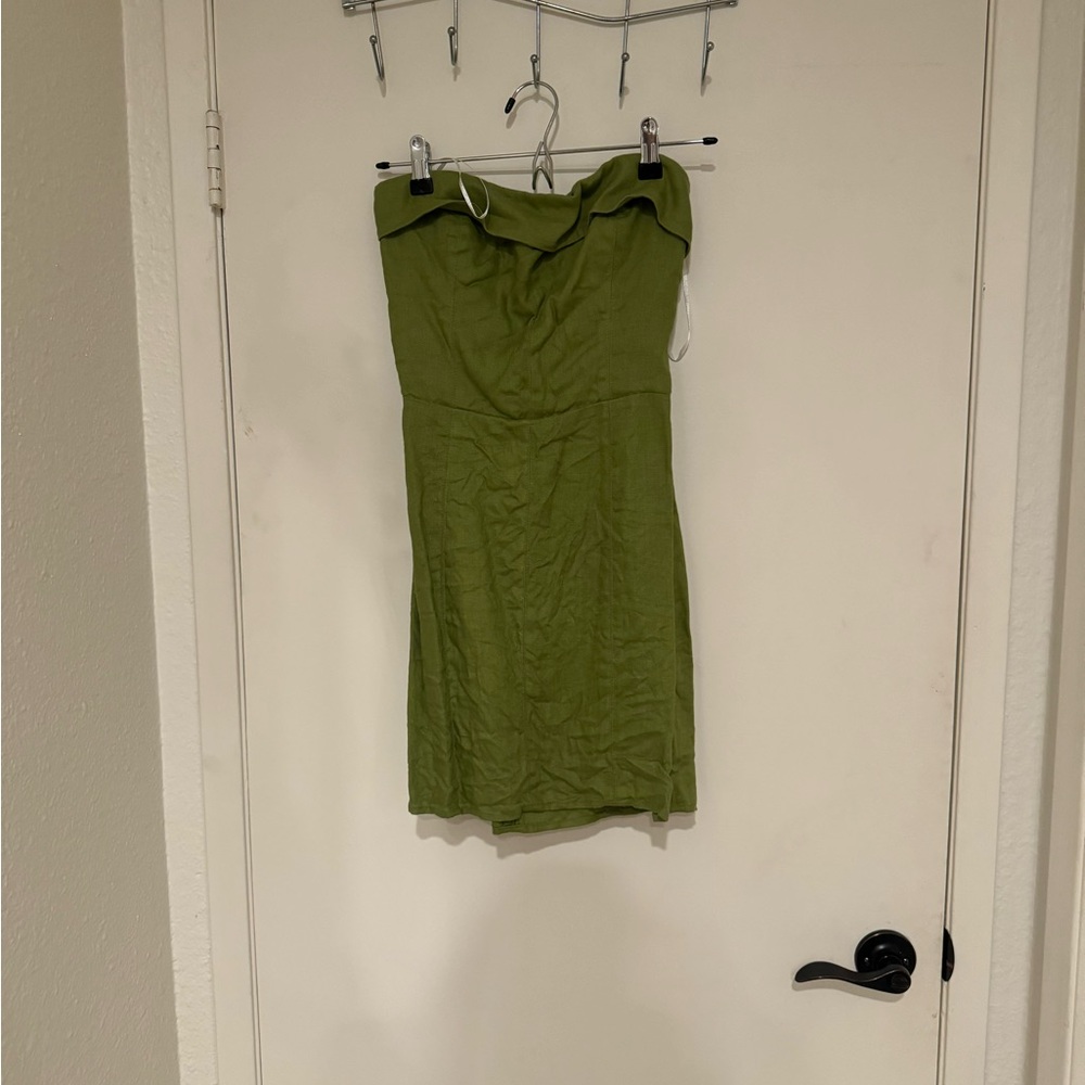 Linen Reformation Green Strapless Top